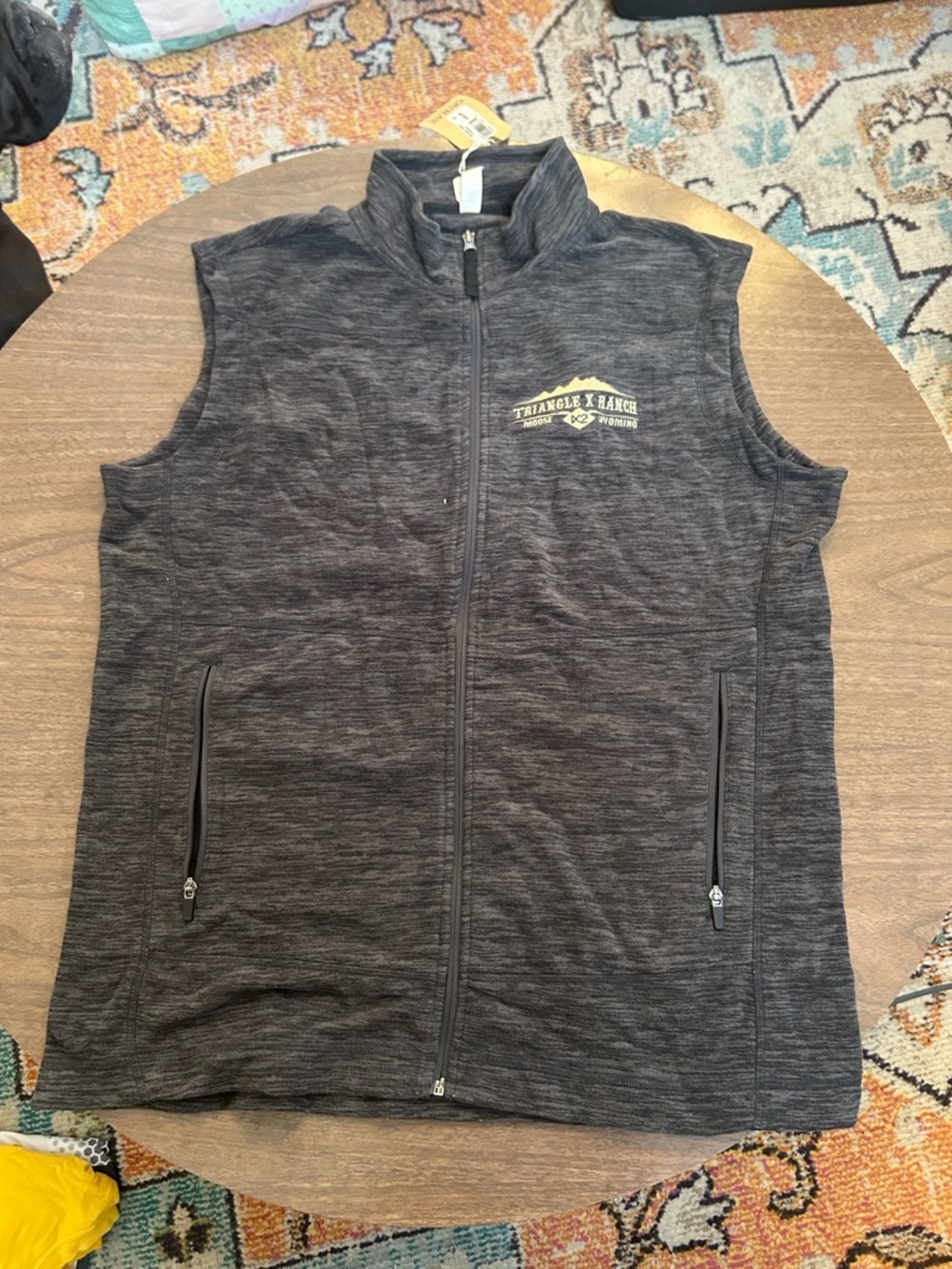 Oura Dark Heather Gray Zip-Front Vest with Logo Embroidery